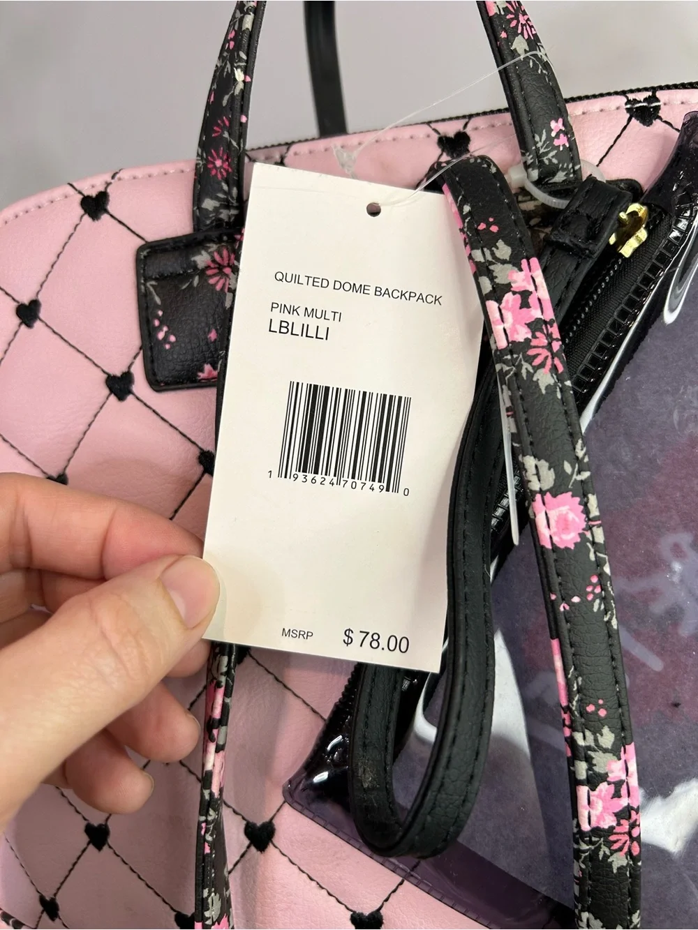 Luv Betsey Johnson Pink Quilted Heart Leopard Floral Mini Backpack NWT